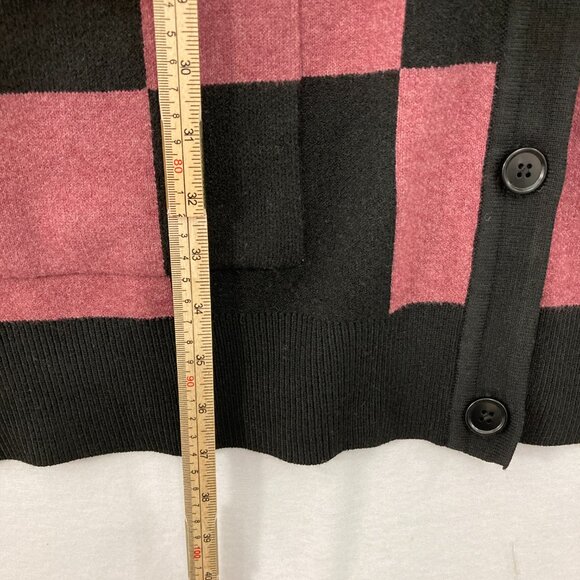Torrid size 4X Pink Black Checkered Luxe Cozy Jacquard Boyfriend Cardigan Tunic - Picture 7 of 11